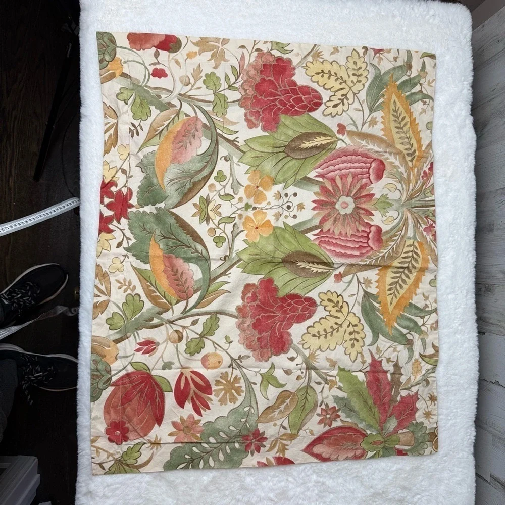 Pottery Barn Sham Courtney Large Floral Cream Sage Gold Red Just One Rare EUC